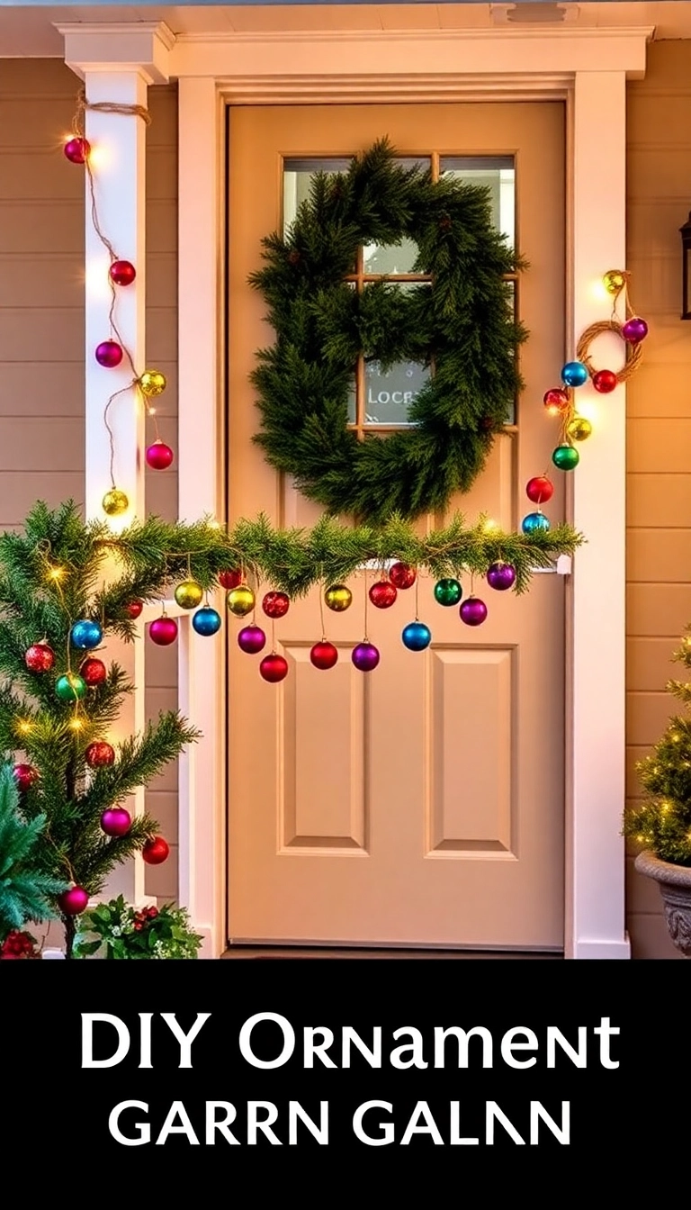 21 Stunning Christmas Front Porch Decorations That Will Make Your Neighbors Jealous! - 8. DIY Ornament Garland