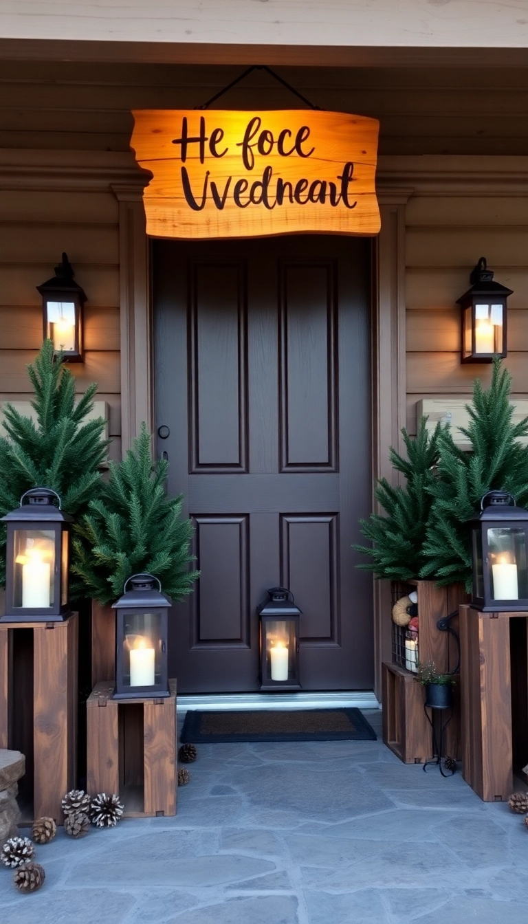 21 Stunning Christmas Front Porch Decorations That Will Make Your Neighbors Jealous! - 2. Rustic Charm with Wood Accents