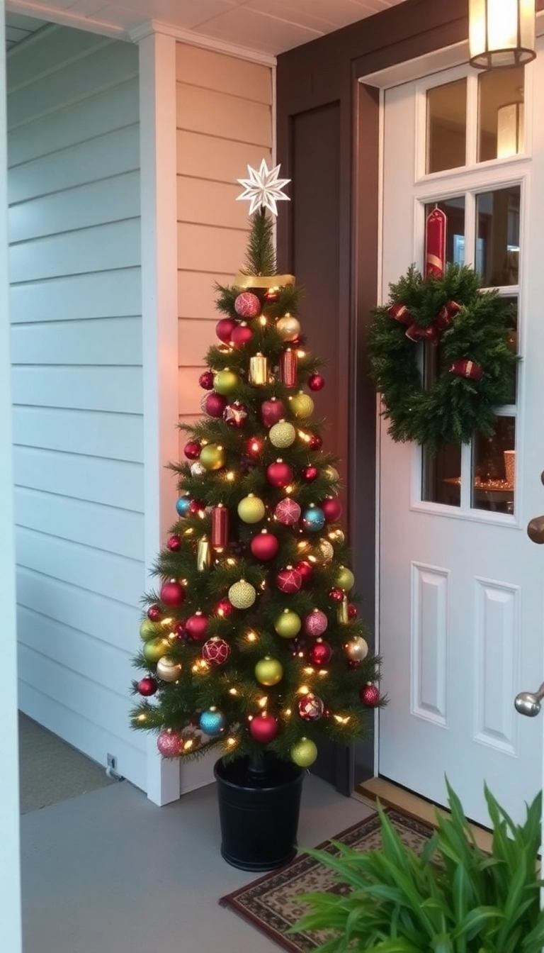 21 Stunning Christmas Front Porch Decorations That Will Make Your Neighbors Jealous! - 15. Magical Christmas Tree