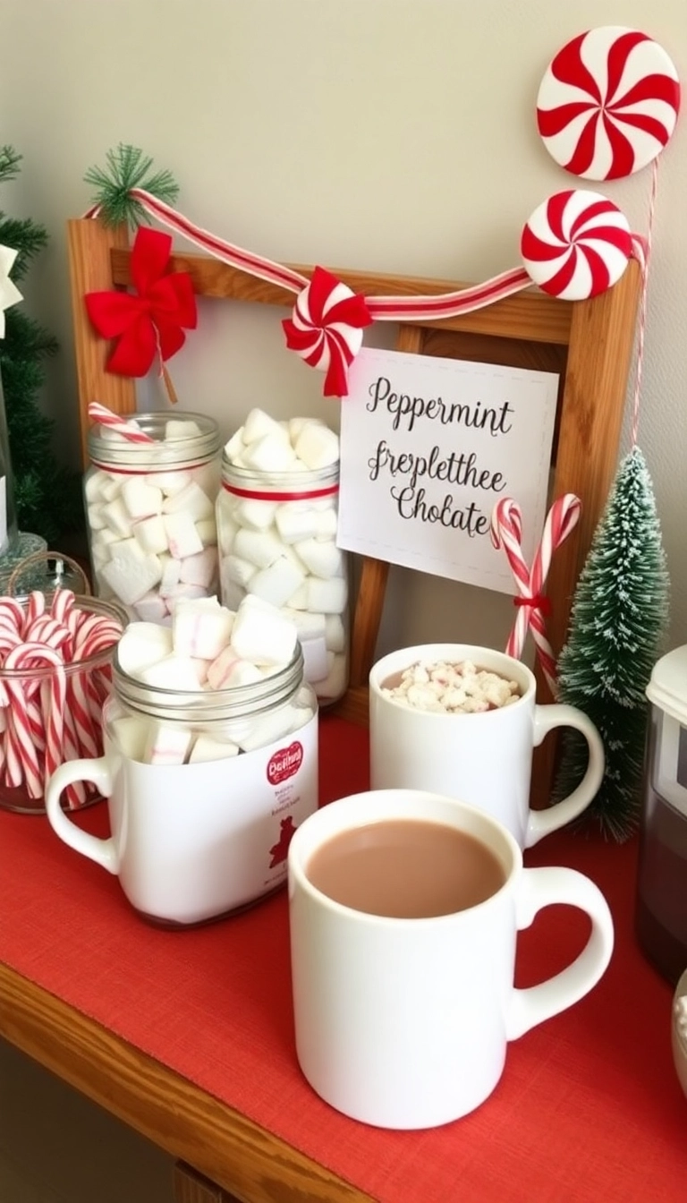 21 Peppermint Christmas Decorations That'll Sweeten Your Holiday Spirit (Wait Until You See #13!) - 10. Peppermint Hot Chocolate Bar