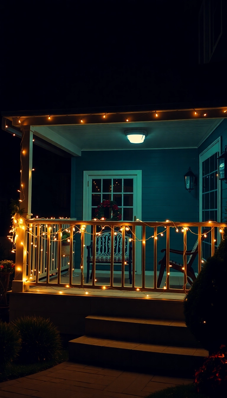 21 Stunning Christmas Front Porch Decorations That Will Make Your Neighbors Jealous! - 12. Holiday String Lights