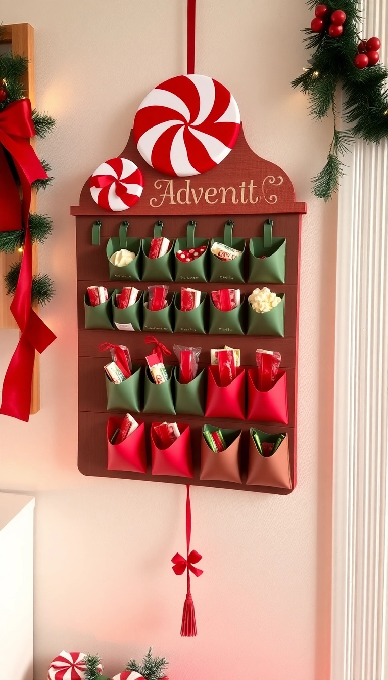 21 Peppermint Christmas Decorations That'll Sweeten Your Holiday Spirit (Wait Until You See #13!) - 20. Peppermint Themed Advent Calendar