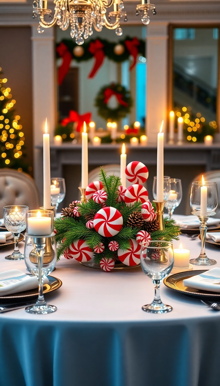 21 Peppermint Christmas Decorations That'll Sweeten Your Holiday Spirit (Wait Until You See #13!) - 8. Peppermint Centerpiece