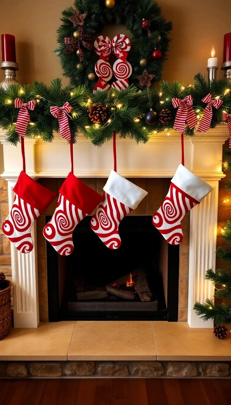 21 Peppermint Christmas Decorations That'll Sweeten Your Holiday Spirit (Wait Until You See #13!) - 6. Peppermint-Themed Stockings