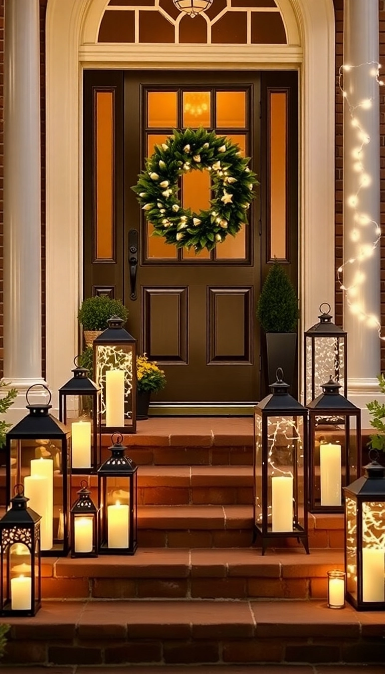 21 Stunning Christmas Front Porch Decorations That Will Make Your Neighbors Jealous! - 6. Elegant Lanterns