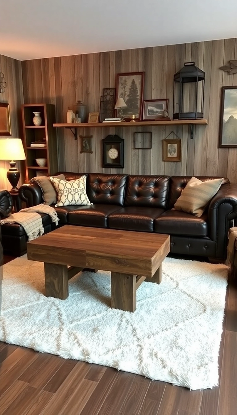 21 Stunning Leather Couch Living Room Decor Ideas That Will Transform Your Space! - 1. Rustic Charm with Leather and Wood