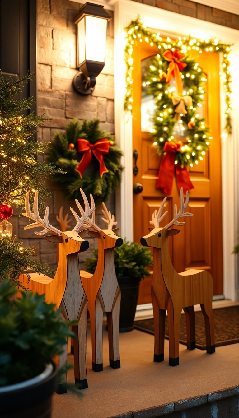 21 Stunning Christmas Front Porch Decorations That Will Make Your Neighbors Jealous! - 17. Reindeer Décor