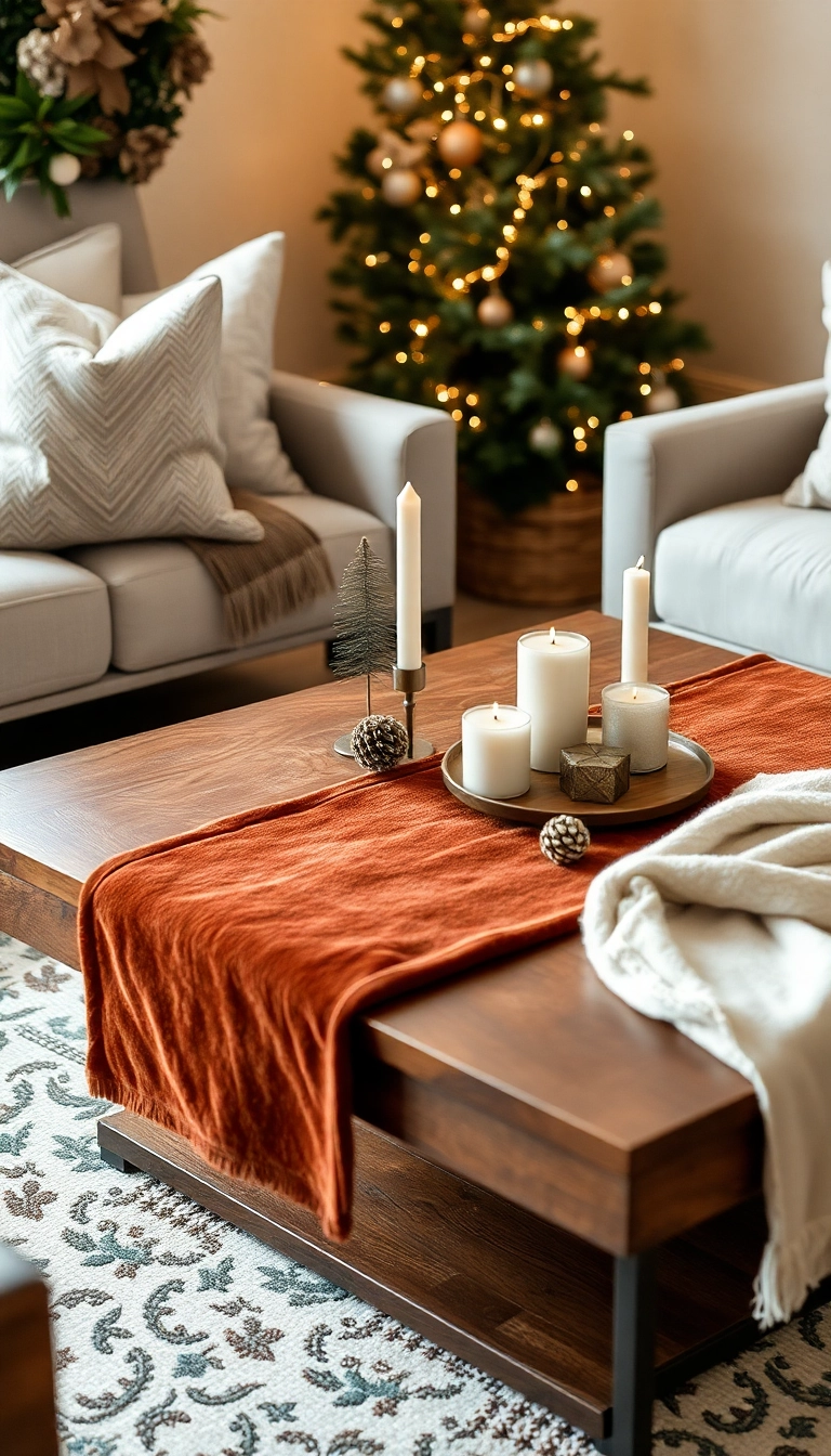 21 Christmas Coffee Table Decor Ideas That Will Have Your Guests Raving! - 19. Layered Textures