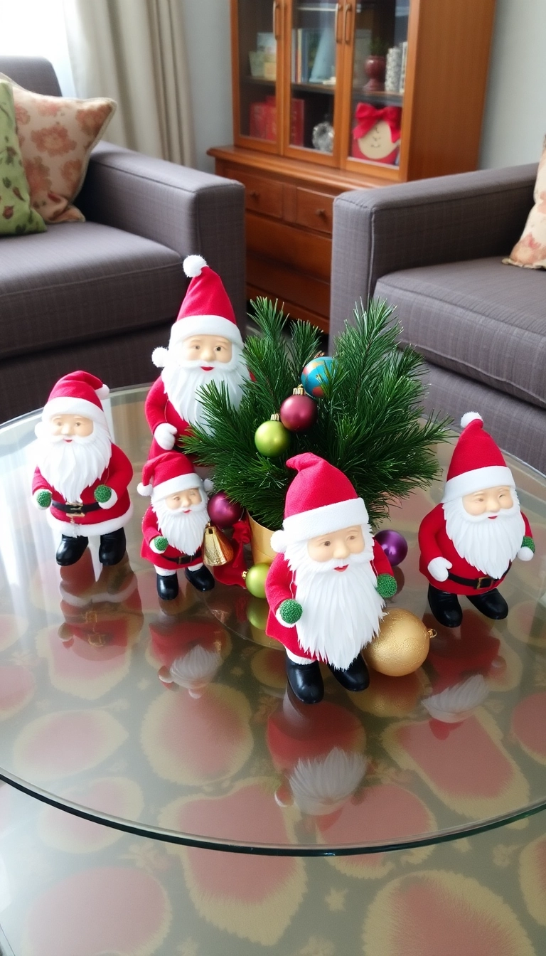 21 Christmas Coffee Table Decor Ideas That Will Have Your Guests Raving! - 6. Whimsical Santa Figurines