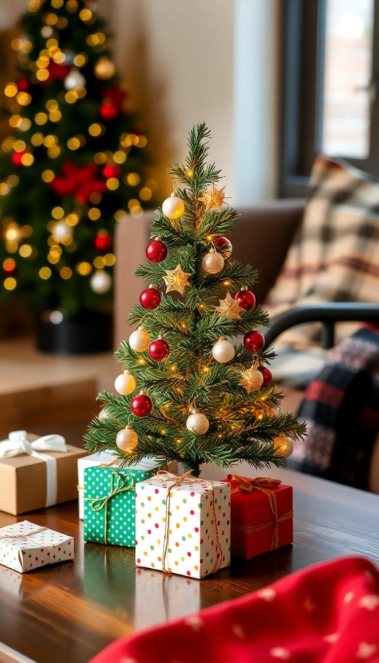 21 Christmas Coffee Table Decor Ideas That Will Have Your Guests Raving! - 7. Mini Christmas Tree