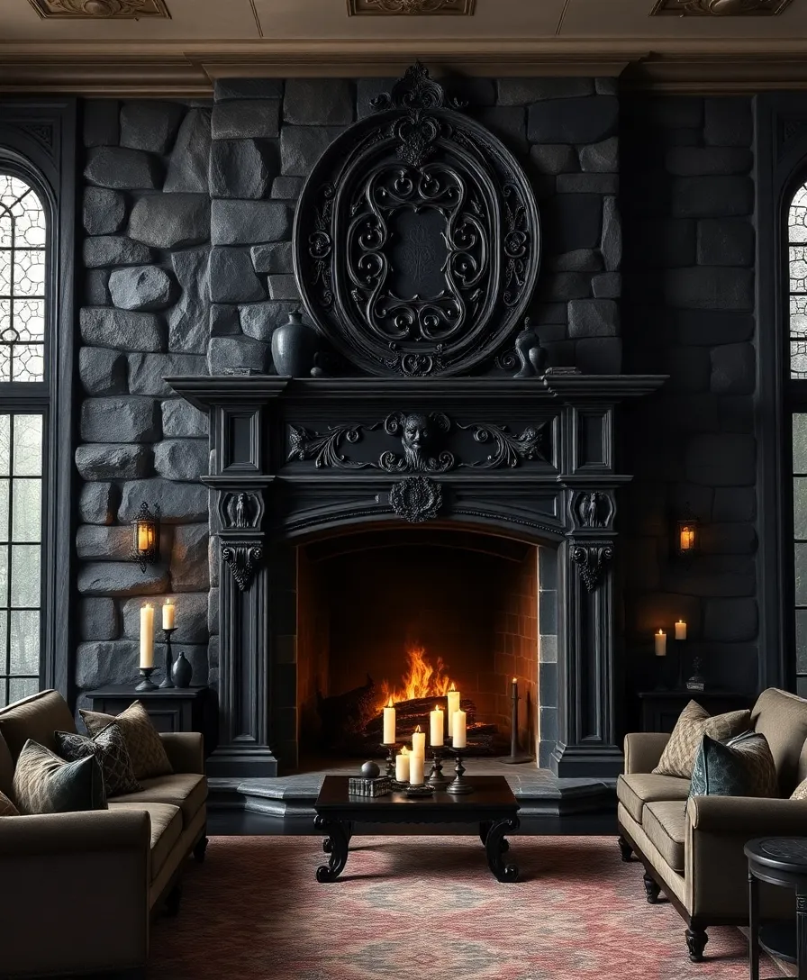 21 Modern Gothic Home Ideas That Will Transform Your Space into a Hauntingly Beautiful Haven! - 12. Statement Fireplaces