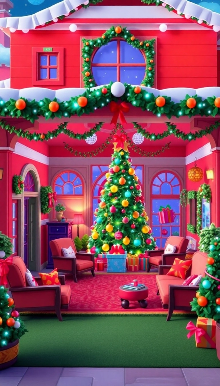 19 Cute Winter Bloxburg Houses That Will Melt Your Heart (Check Out #5!) - 15. Vibrant Holiday Villa