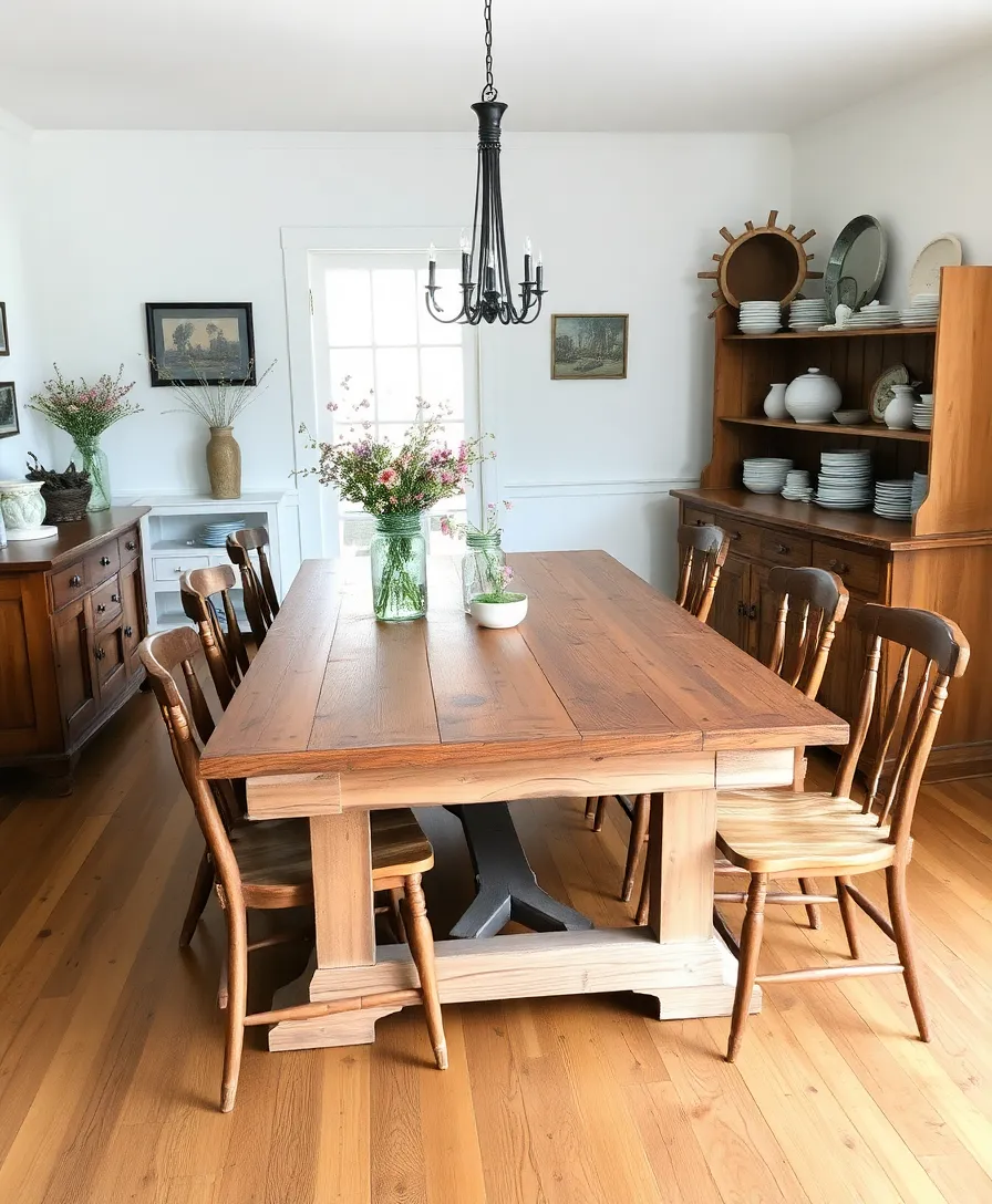 21 Whimsical Cottagecore Dining Rooms That'll Transport You to a Cozy Countryside! - 3. Rustic Farmhouse Vibes