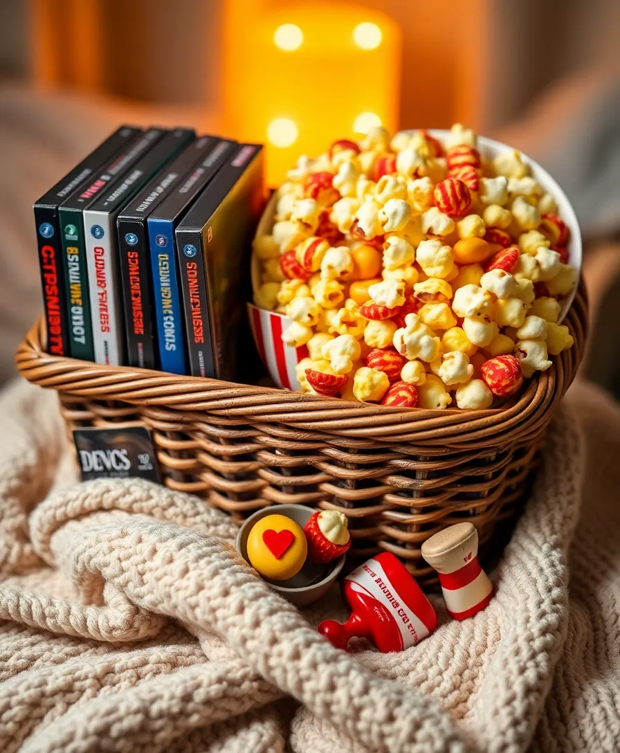 21 Creative Burr Basket Ideas That'll Make Your Best Friend Swoon! - 7. Movie Night Magic