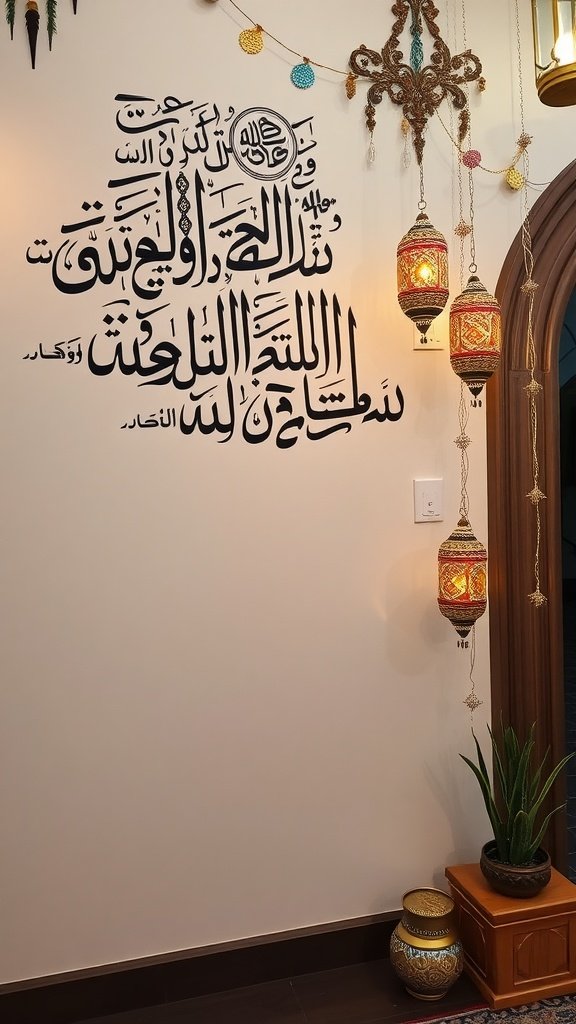 Decorative wall art featuring calligraphy for Ramadan.