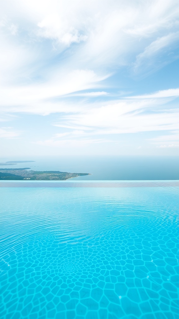 Contemporary infinity pool with blue water and scenic views.